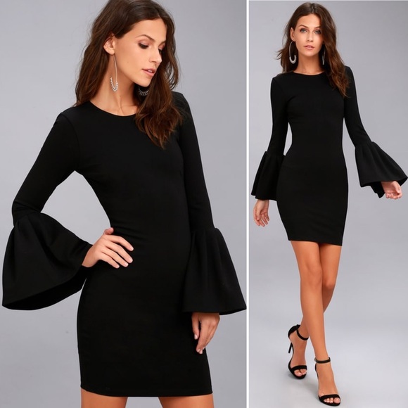 Lulus Dresses & Skirts - 🆕 Lulu’s Double Flair Black Long Sleeve Dress